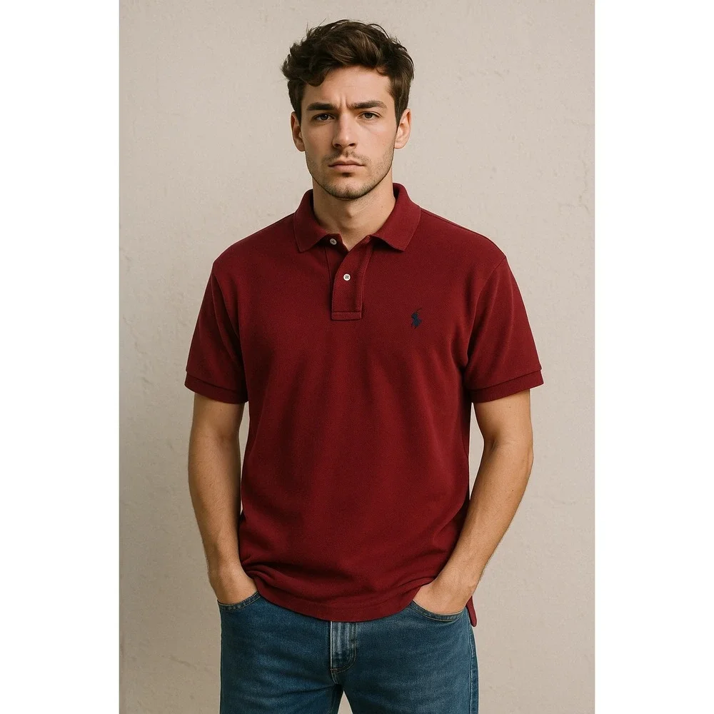 Vintage Polo by Ralph Lauren Classic Fit Burgundy Polo Shirt Mens Small 90s Y2K